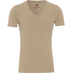 Pure Slim Fit T-Shirt V-hals ecru, Effen