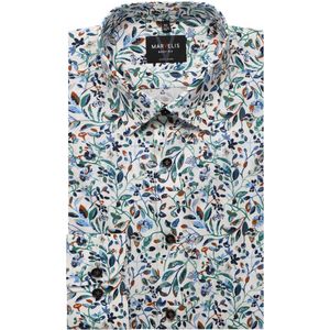 Marvelis - Overhemd - Bruin - Motief - Lange Mouw - 100% Katoen - Modern Kent Kraag