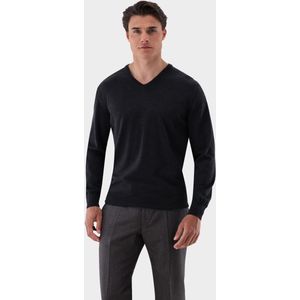 van Laack Trui V-halsgrijs, Effen