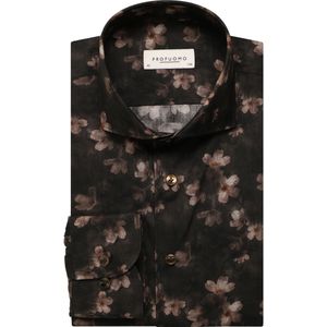 Profuomo Overhemd bruin, Bloemen