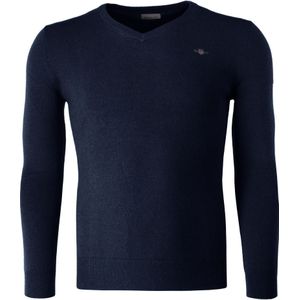 GANT Regular Fit Gebreide trui V-halsmarine, Effen