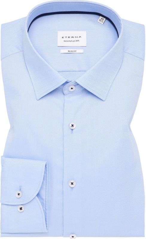 Lichtblauw Overhemd - Knoopsluiting - Lange Mouwen - Strijkvrij