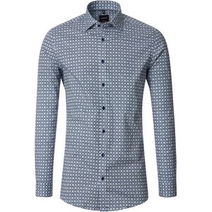 Venti - Overhemd - Blauw - Bedrukt - Lange Mouw - Poplin