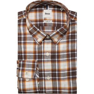 Brax Flanellen Overhemd bruin, Effen