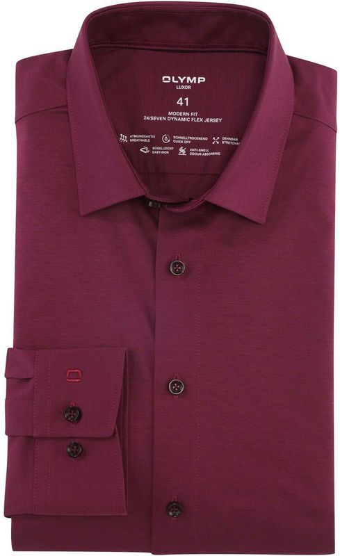 OLYMP - Luxor 24/Seven - Overhemd - Aubergine - Modern Fit - New Kent