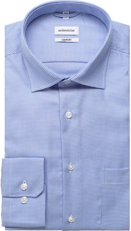Seidensticker - Businessoverhemd - Blauw - Comfort 1/1 Kentkraag Structuur