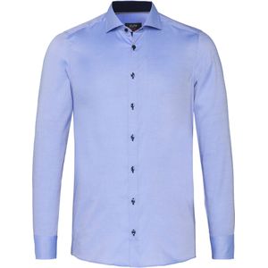 Pure - Overhemd - Middenblauw - Lange Mouw - 100% Katoen