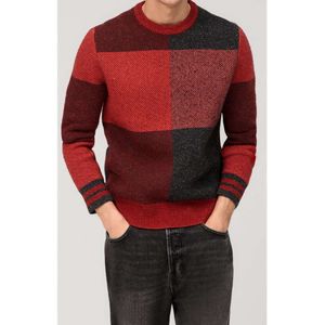OLYMP Casual Gebreide trui ronde hals rood, Ruit