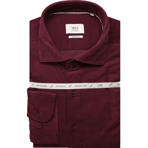 ETERNA - 1863 - Ribfluwelen Overhemd - Bordeaux - Lange Mouw - Effen