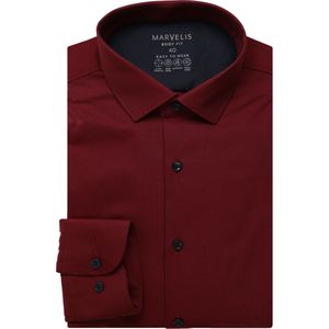 Marvelis Performance Overhemd donkerrood, Faux-uni