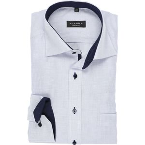 ETERNA Comfort Fit Overhemd blauw/wit, Gestructureerd