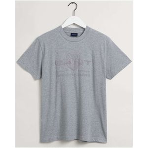 GANT Regular Fit T-Shirt ronde hals lichtgrijs, Effen