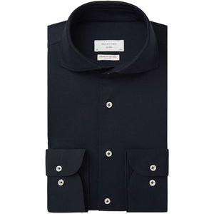 Profuomo Sky Blue Slim Fit Jersey shirt Marine, Effen