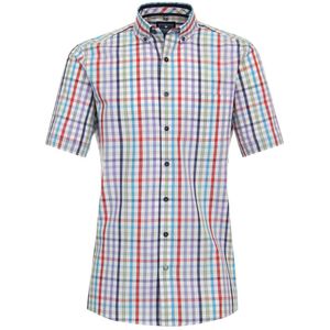 Redmond Casual Regular Fit Overhemd Korte mouw blauw/aqua/wit