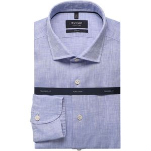 OLYMP SIGNATURE Soft Business Linnen Overhemd blauw, Effen