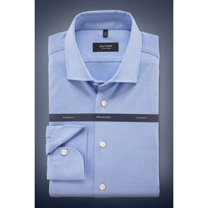 OLYMP SIGNATURE Tailored Fit Jersey shirt blauw, Effen