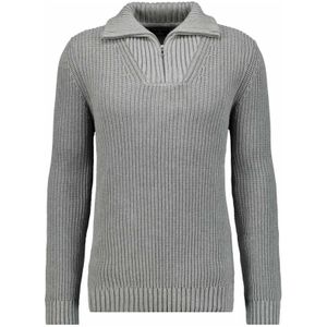 RAGMAN Half-Zip Sweater grijs, Gestructureerd