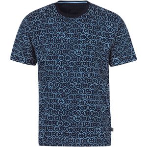 TRIGEMA T-Shirt ronde hals donkerblauw, Bedrukt