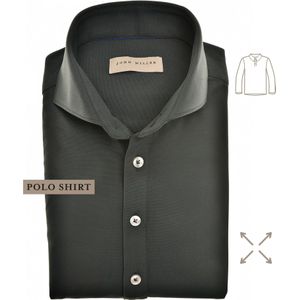 John Miller Poloshirt lange mouw groen, Effen