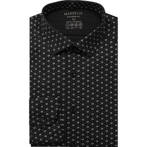 Marvelis Performance Overhemd zwart, Bedrukt