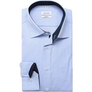 Seidensticker Regular Fit Overhemd lichtblauw/wit, Ruit