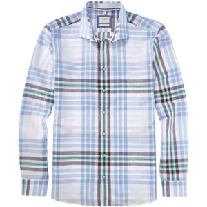 OLYMP Level Five Smart Casual Linnen Overhemd blauw, Ruit