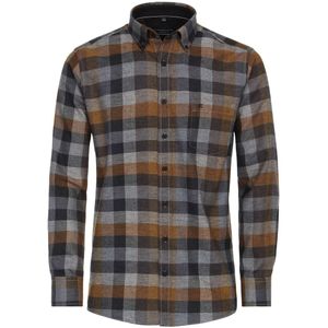 Casa Moda - Casual Overhemd - Antraciet - Lange Mouw - 100% Katoen