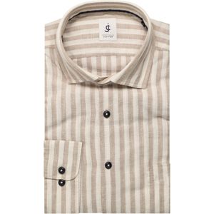 Jupiter Casual Overhemd zand, Gestreept