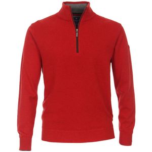 Redmond Casual Regular Fit Half-Zip Sweater rood, Gestructureerd