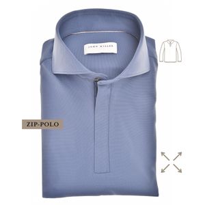 John Miller - Poloshirt - Middenblauw - Lange Mouw