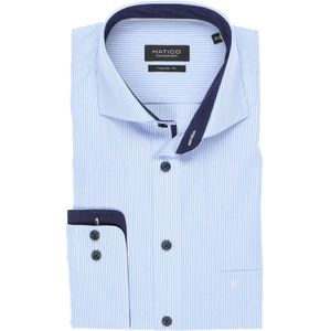 Hatico Overhemd lichtblauw/wit, Fijne strepen