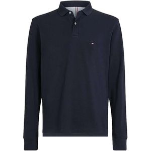 Tommy Hilfiger 1985 Regular Fit Poloshirt lange mouw nachtblauw, Effen