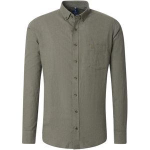 Redmond Casual Linnen Overhemd groen, Effen