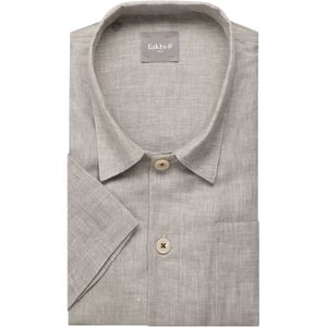 fakts Linnen Overhemd olijfgroen, Effen