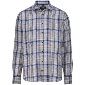 OLYMP SIGNATURE Soft Business Linnen Overhemd blauw, Ruit