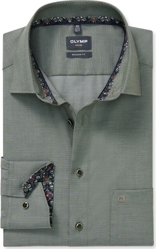 OLYMP Luxor Overhemd grijs-groen, Faux-uni