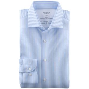 OLYMP Level Five 24/Seven Body Fit Jersey shirt blauw, Gestreept