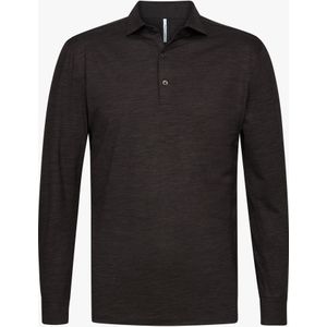 Profuomo Poloshirt lange mouw bruin, Effen