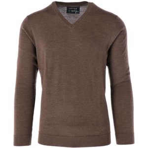Marvelis Casual Trui V-hals bruin, Effen