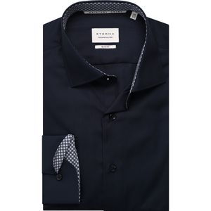 Navy Overhemd - Knoopsluiting - Strijkvrij - Lange Mouwen