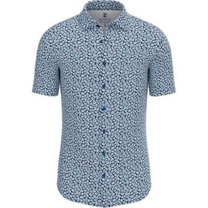 Desoto Slim Fit Jersey shirt donkerblauw, Bloemen