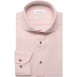 Profuomo Slim Fit Linnen hemd roze, Effen