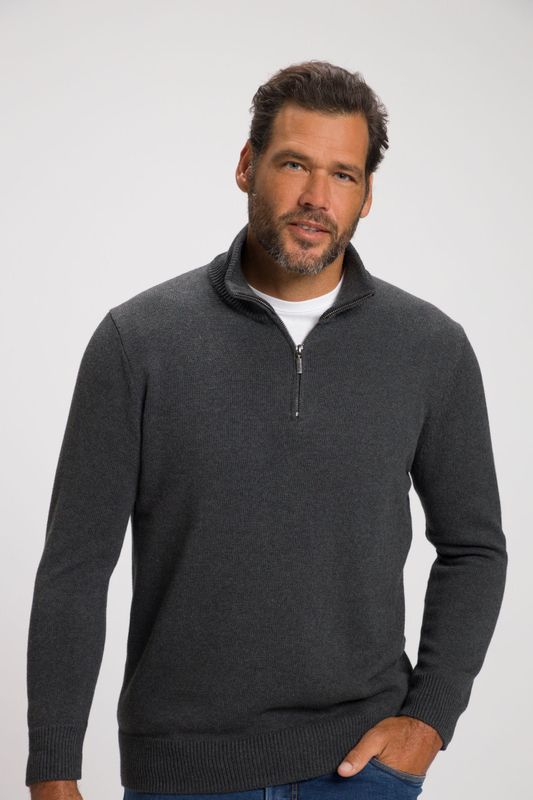 JP1880 Half-Zip Sweater donkergrijs, Melange