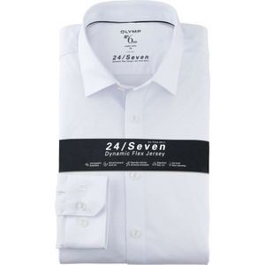 OLYMP No. Six 24/Seven Super Slim Jersey shirt wit, Effen