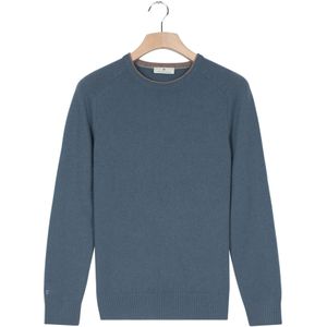 Thomas Maine Trui ronde halsblauw, Effen