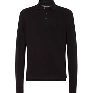 Tommy Hilfiger 1985 Slim Fit Poloshirt lange mouw zwart, Effen