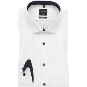 OLYMP - Luxor - Overhemd - Wit - Lange Mouw - 100% Katoen - Modern Kent Kraag
