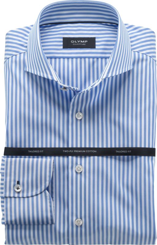 OLYMP - SIGNATURE - Overhemd - Bleu - Tailored Fit - SIGNATURE Cutaway