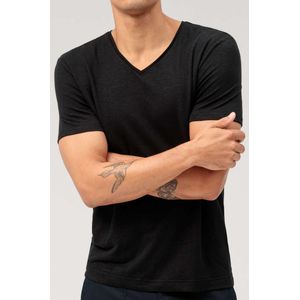 OLYMP Casual Regular Fit T-Shirt V-hals zwart, Effen