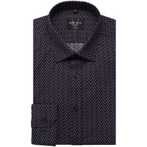 Marvelis Body Fit Overhemd bordeaux/zwart, Motief